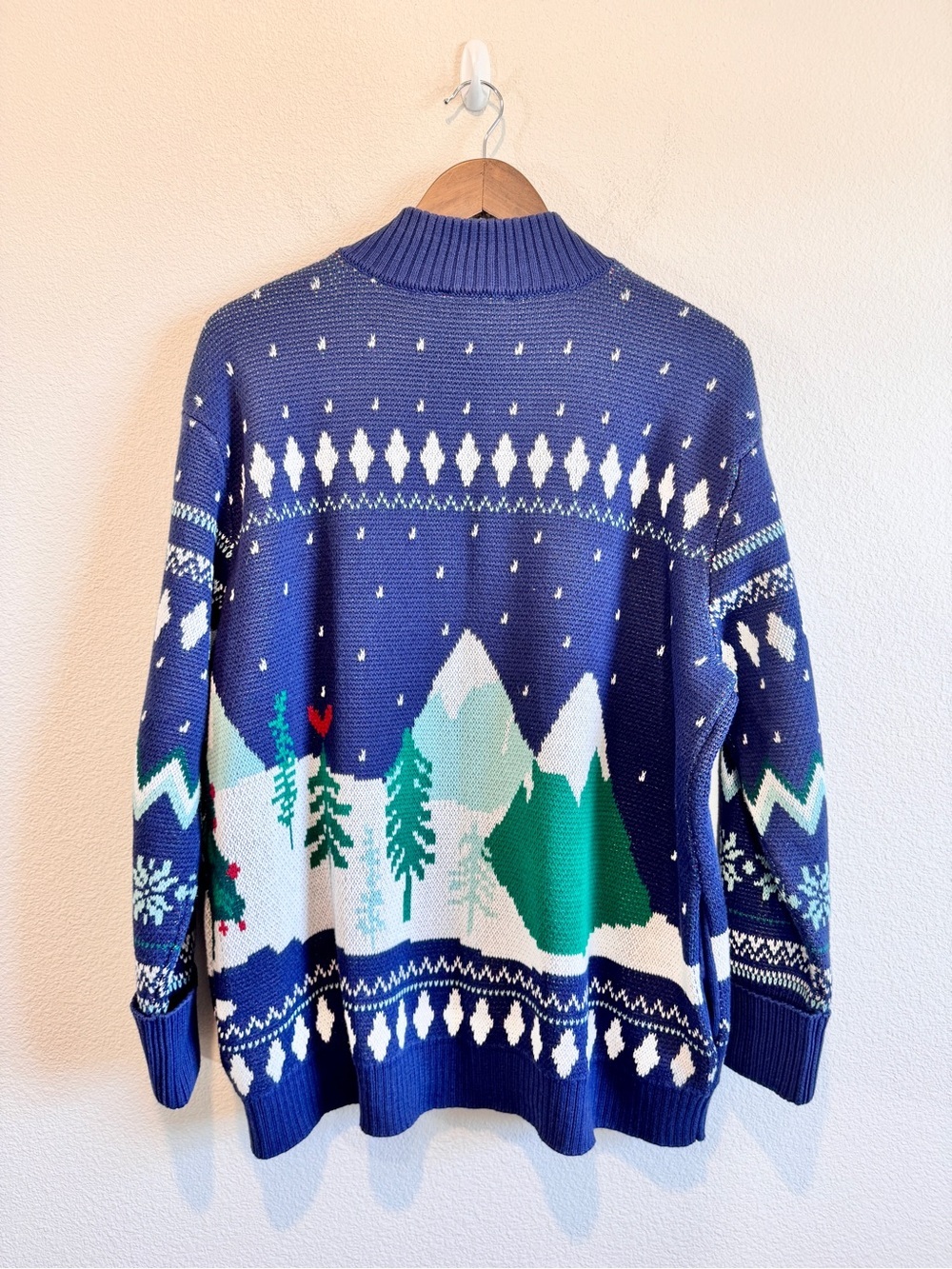 Coldwater Creek Cottagecore Christmas Snow Scene Zip Cardigan Sweater Large E21 - Picture 10 of 11